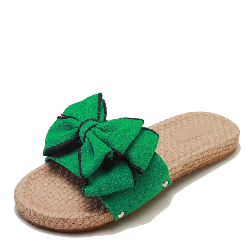 Sandali da donna estate nuovo fondo piatto moda donna diapositive taglia 36-40 Slip on sandali donna pantofola con fiocco scarpe infradito da interno