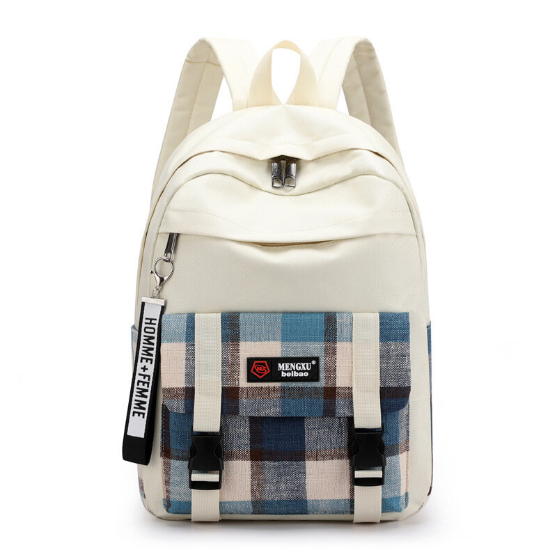 British Plaid Style School Bag For Girls Canvas Women Backpack Large Capacity Fashion Casual Student Schoolbag Female Travel Bag