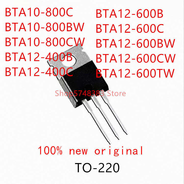 10 unidades, BTA10-800C, BTA10-800BW, BTA10-800CW, BTA12-400B, BTA12-400C, BTA12-600B, BTA12-600C, TO-220