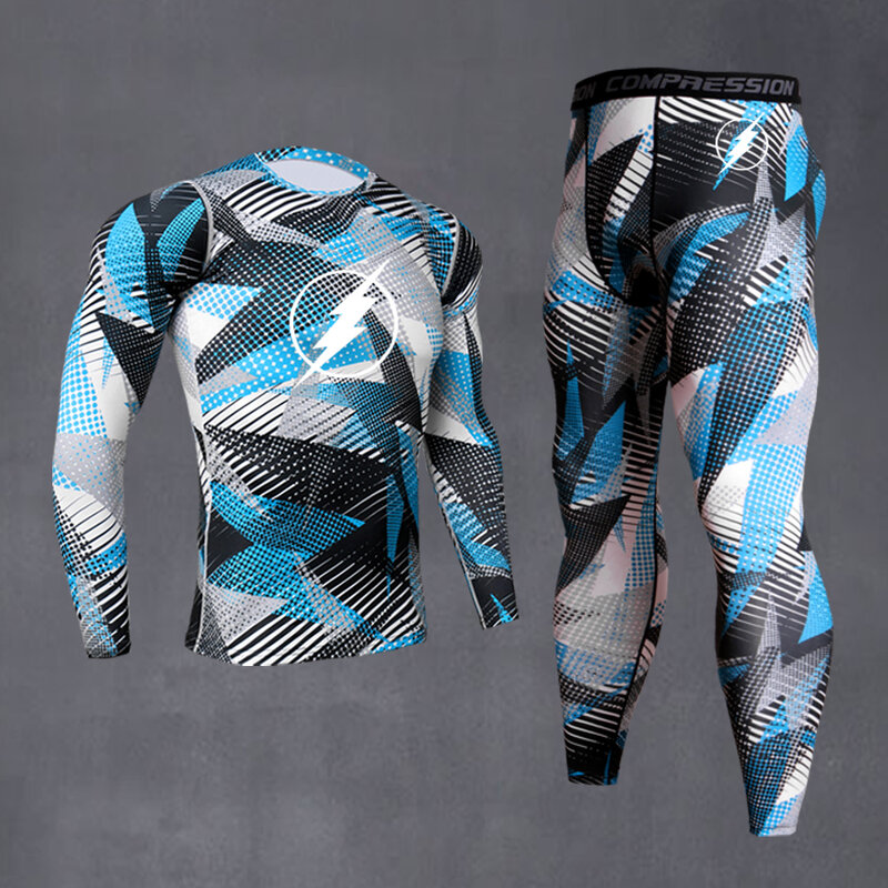 Conjunto de roupa térmica masculina, roupas íntimas de manga longa com compressão para outono e inverno de secagem rápida para exercícios e esqui