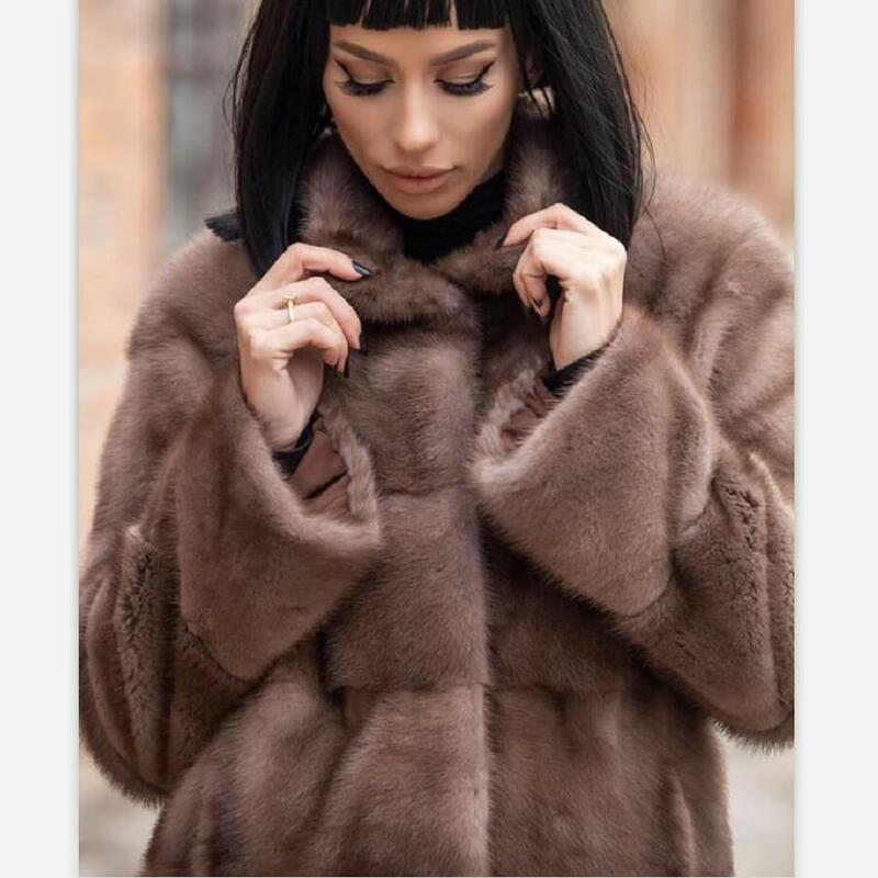 Abrigo de piel de visón genuino para mujer, 100% natural, lujo, piel de visón real, chaquetas de mujer, de gran tamaño, invierno, nueva llegada, 2021