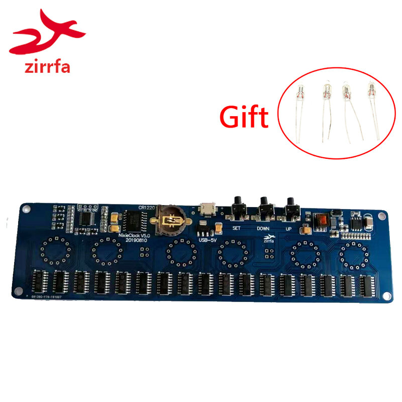 Zirrfa-مجموعة لوحة الدوائر الإلكترونية ، 5 فولت ، in14 Nixie ، أنبوب رقمي ، ساعة LED ، هدية ، PCBA ، بدون أنابيب