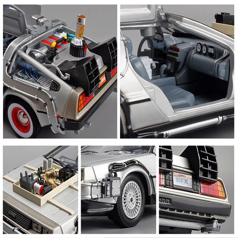 Welly 1:24 모델 다이캐스트 금속 합금 자동차 DMC-12, Delorean Back To The Future 시뮬레이션 컬렉션 자동차 선물, 어린이용 장난감