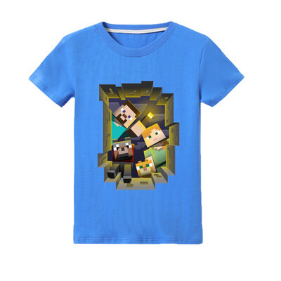 New Style Fashion Personalised Cartoon Boy Kids Clothes Minecrafters T-Shirt Short Sleeve Top Casual Summer Baby Clothing 3-16Y