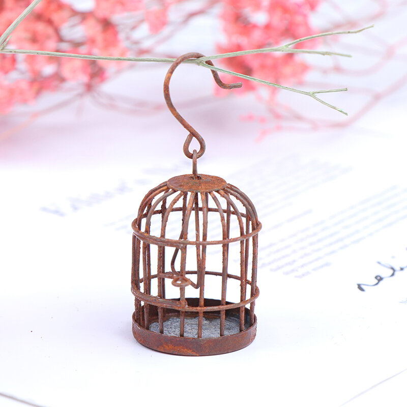 Cage à oiseaux en métal pour maison de poupée, meubles miniatures, décoration, accessoires, 1:12
