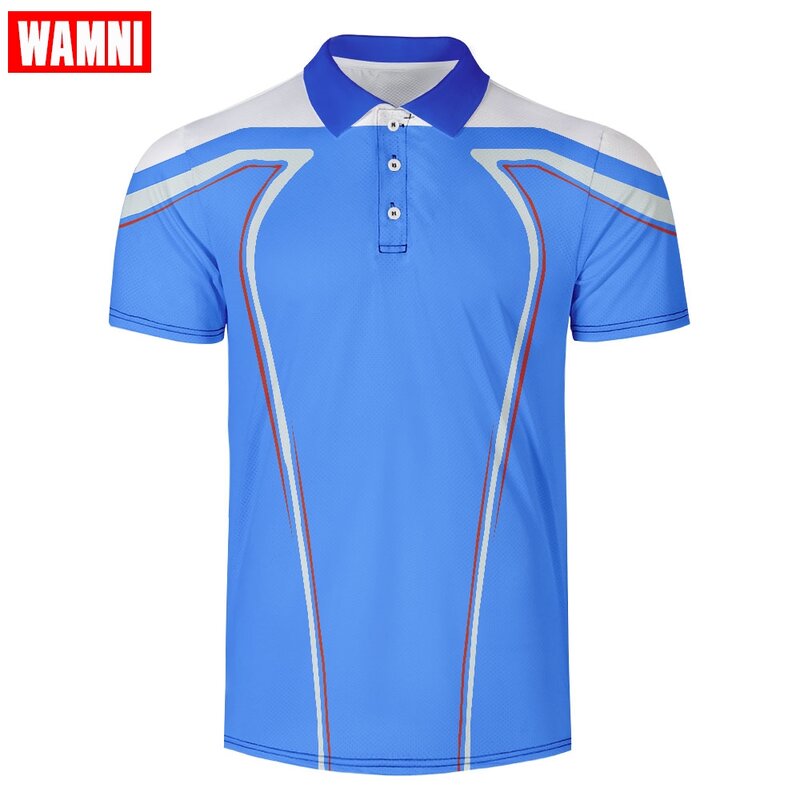 Wamni marca de secagem rápida tênis harajuku preto camisa 3d esporte listra solta casual masculino streetwear-camisa de treino