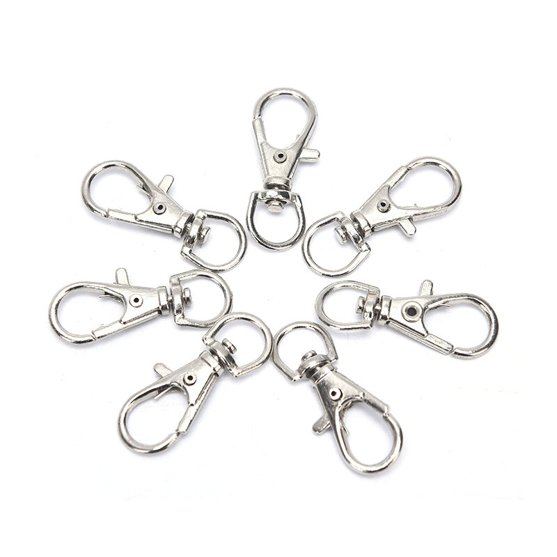 50Pcs Metal Swivel Lobster Clasps Clips Hook with Key Ring DIY Jewelry Craft