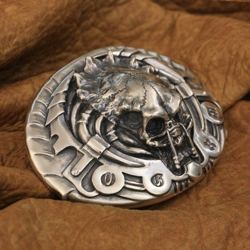 Linsion fivela de prata esterlina 925 avp predador feita à mão para homens motoqueiro punk rock cinto ta295
