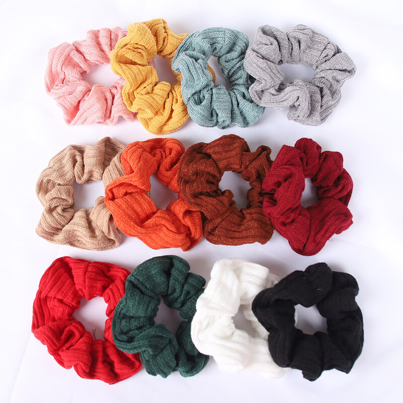 Fashion Scrunchies Elastic Hair Bands Women Girls Winter Soft Knitted Solid Ponytail Holder Hair Ties Headband Hair Accessories