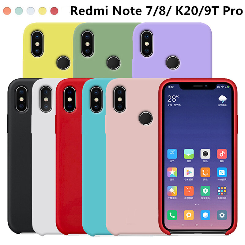 For Xiaomi Redmi Note 8 8T 7 6 5 K20 Mi 9T Pro 8A 7A Liquid Silicone Soft Case For Xiaomi Mi 9 8 SE Lite 6X Mix 2s 3 Case Cover
