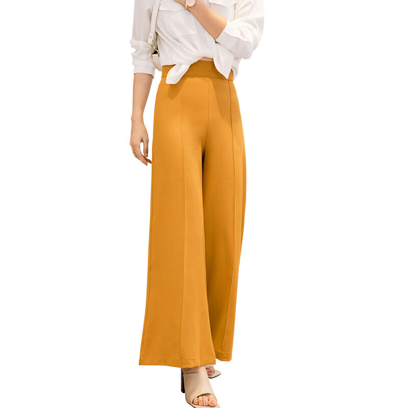 Женский брючный костюм с широкими штанинами, повседневные свободные брюки с высокой талией, деловые простые прямые брюки в Вертикальную Полоску, весна 5082