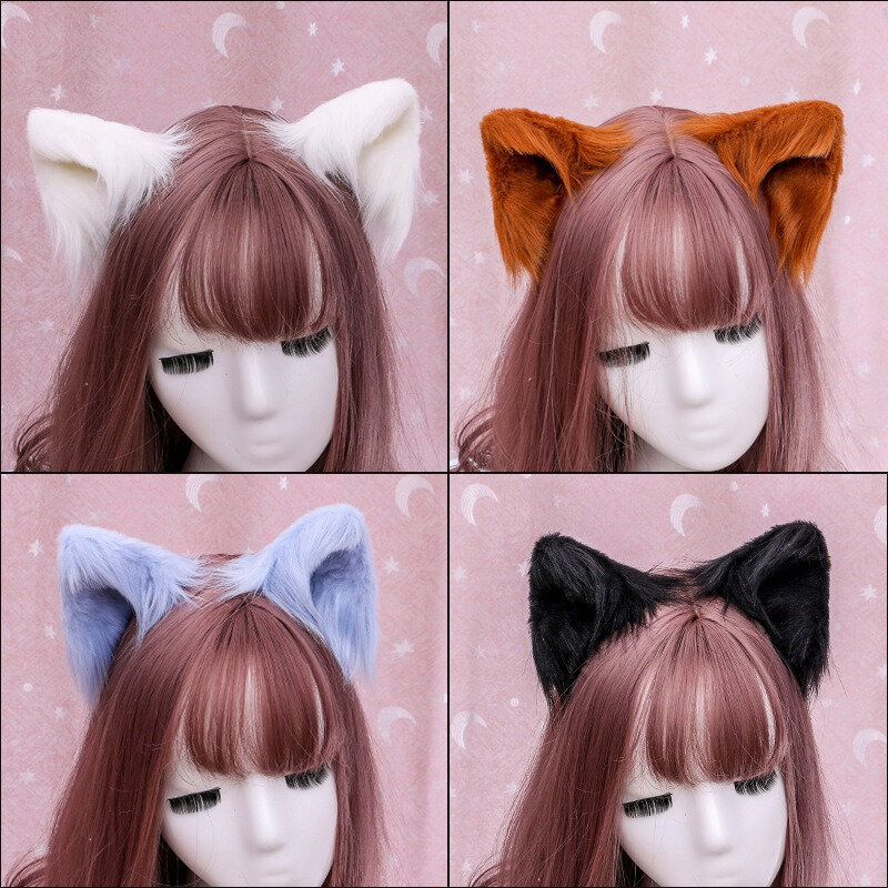 Horquilla con orejas de gato y bestia, accesorios para el cabello hechos a mano, simulación estéreo, orejas de Animal de felpa, Lolita, chica, KC, par