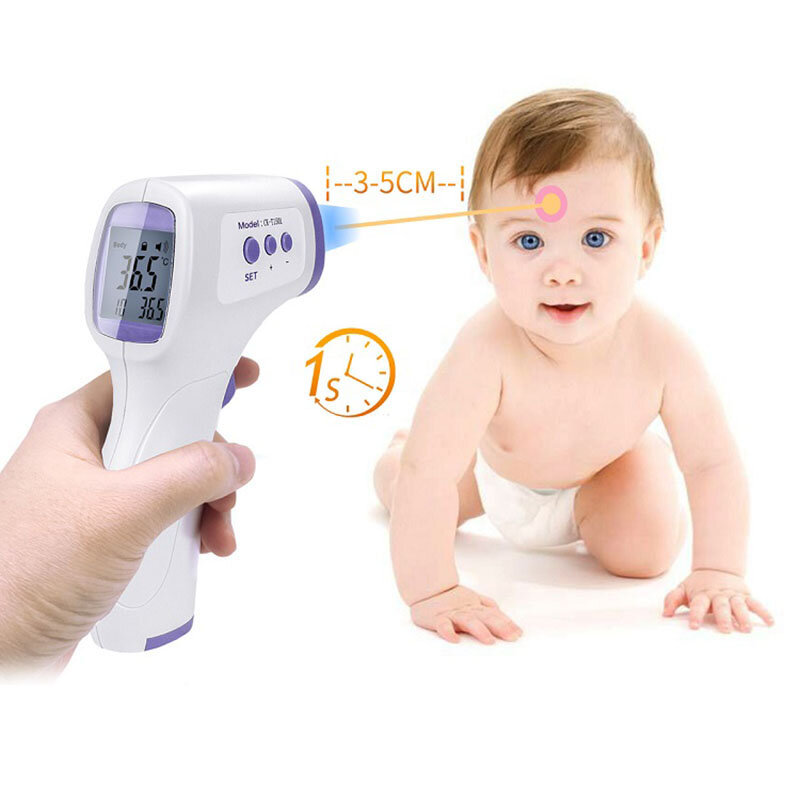 Intelligente berührungs lose tragbare Lithium batterie hoch auflösende Digital anzeige Infrarot-Baby thermometer auf der Stirn