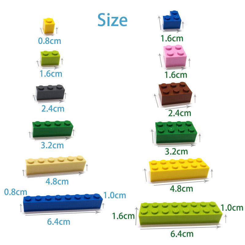 Bloques de construcción de figuras delgadas para niños, 10 piezas, 8x8 puntos, 12 colores, tamaño educativo creativo, Compatible con juguetes de marca