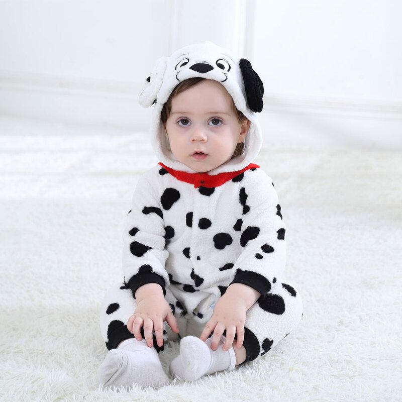 Umorden Bambino Dalmati Cane Chiazzato Costume Kigurumi Animale Del Fumetto Body E Pagliaccetti Infantile Del Bambino Della Tuta di Flanella Halloween Fancy Dress