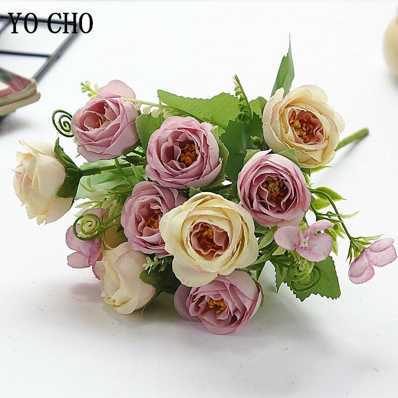 Мини-Свадебный букет, шелковые розы, искусственные цветы для подружек невесты, вечерние, Декоративные искусственные цветы, рождественские цветы
