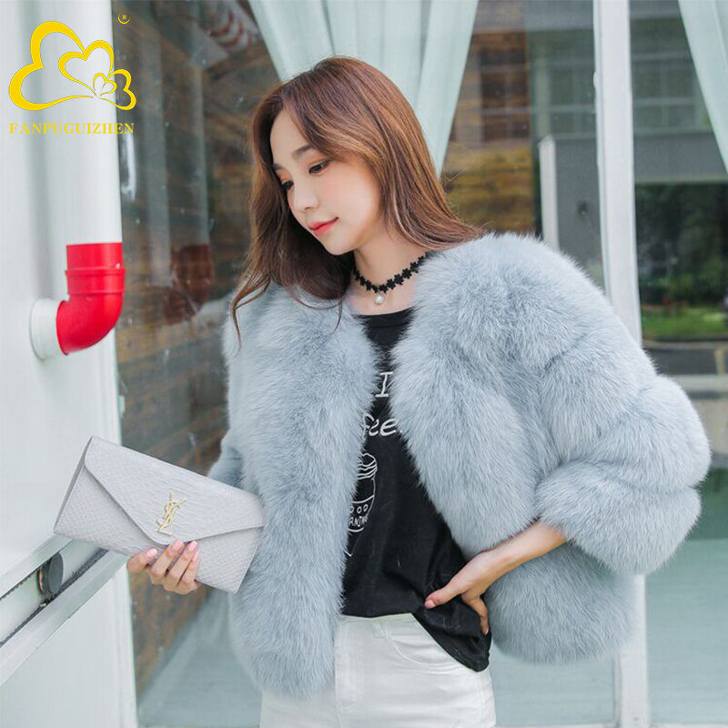 Faux Fox Fur Coat for Women, Casual Warm Overcoat, Female Jacket, Plus Size, Autumn and Winter Fashion