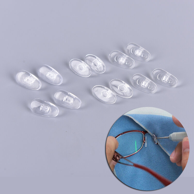 Almohadillas ovaladas de silicona suave antideslizantes para gafas, almohadillas para la nariz, tornillo de entrada o empuje duradero, 14mm, gran oferta, 5 pares