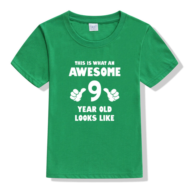 Camicia 9 ° compleanno questo è ciò che un fantastico 9 anni sembra una maglietta per bambini