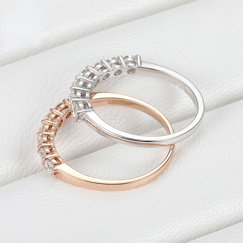 Cincin Zirkon 3 K Potongan Bundar Klasik untuk Wanita Mempelai Wanita Cincin Pernikahan Pertunangan 18K Cincin Emas Putih Hadiah Perhiasan Ulang Tahun