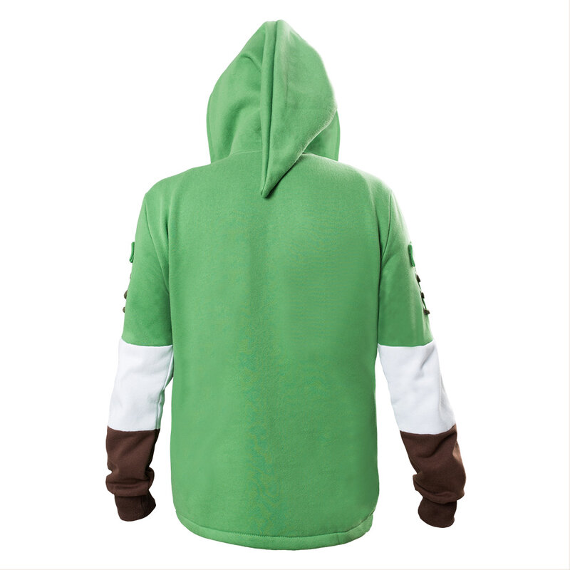 Erwachsene Link Cosplay Hoodie Grün Zip Up Hoodie Sweatshirt Baumwolle Langarm Jacke Mantel Cosplay Kostüm