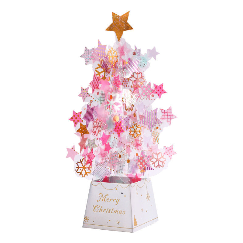 Árbol de Navidad de papel DIY para niños, decoración navideña 3D, regalo de Año Nuevo, adorno de Papá Noel, ZK20, 2021