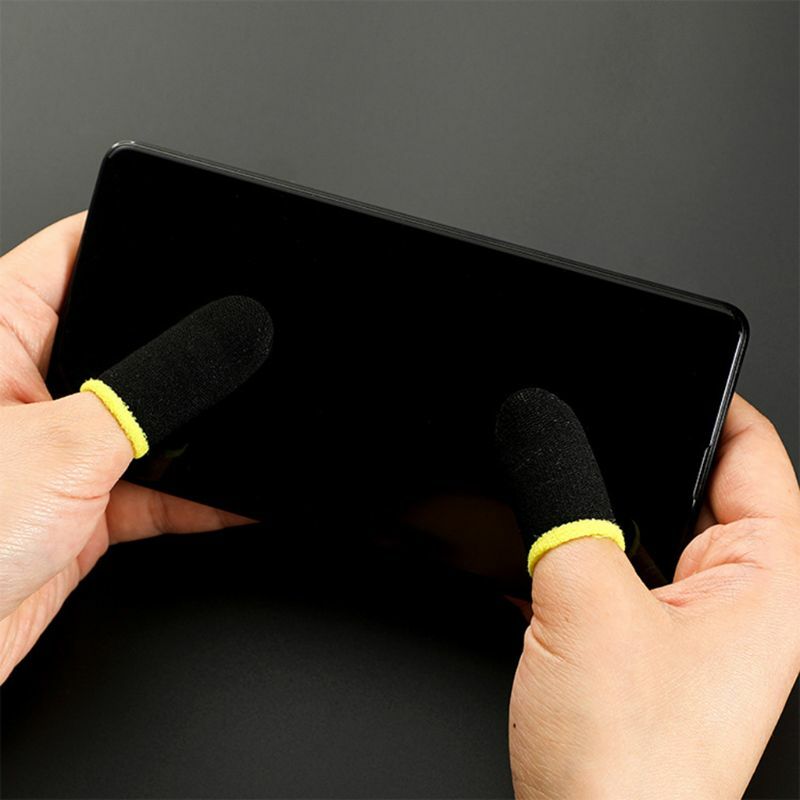 1 Pasang Serat Karbon Jari Lengan Non-Slip Bernapas Jari Gaming Sarung Tangan untuk iPhone/AN-Droid/IOS Ponsel/Tablet