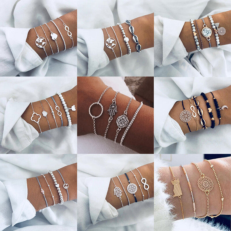 Fengli Shell Schildpad Hart Armbanden Set Voor Vrouwen Infinit Armbanden En Armbanden Boho Bead Kaart Bruiloft Sieraden