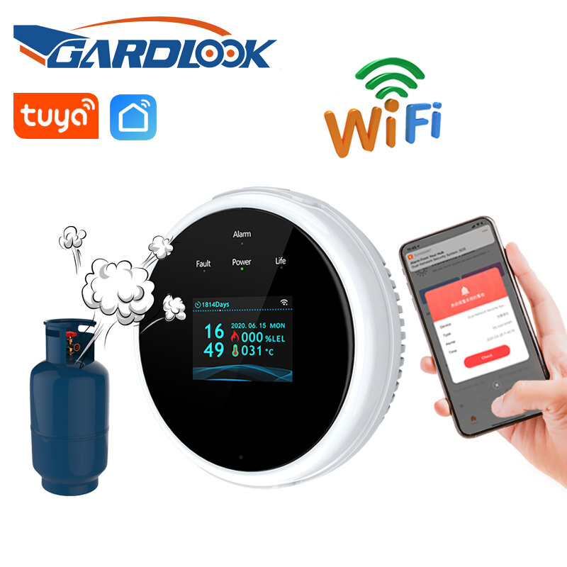 GARDLOOK-Wi-Fi GPL Detector de vazamento de gás combustível natural Sensor de vazamento, alarme, uso opcional para Home Security System, 433MHz