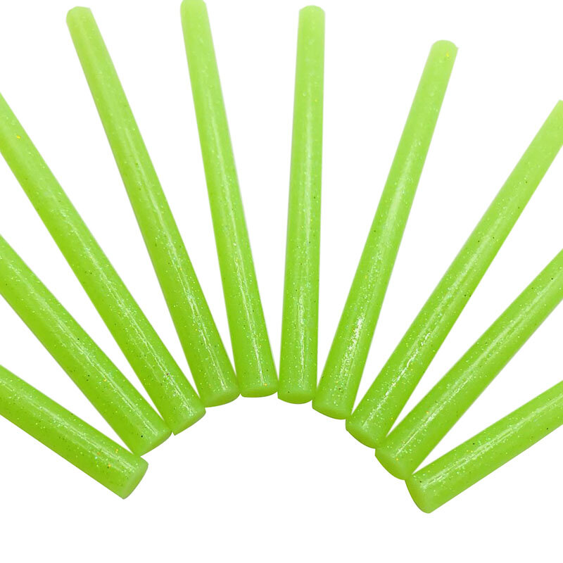 10 pezzi colorati 7mm verde Glitter Hot Melt Stick di colla per pistola per colla Craft Phone Case Album accessori di riparazione adesivo 7mm Stick