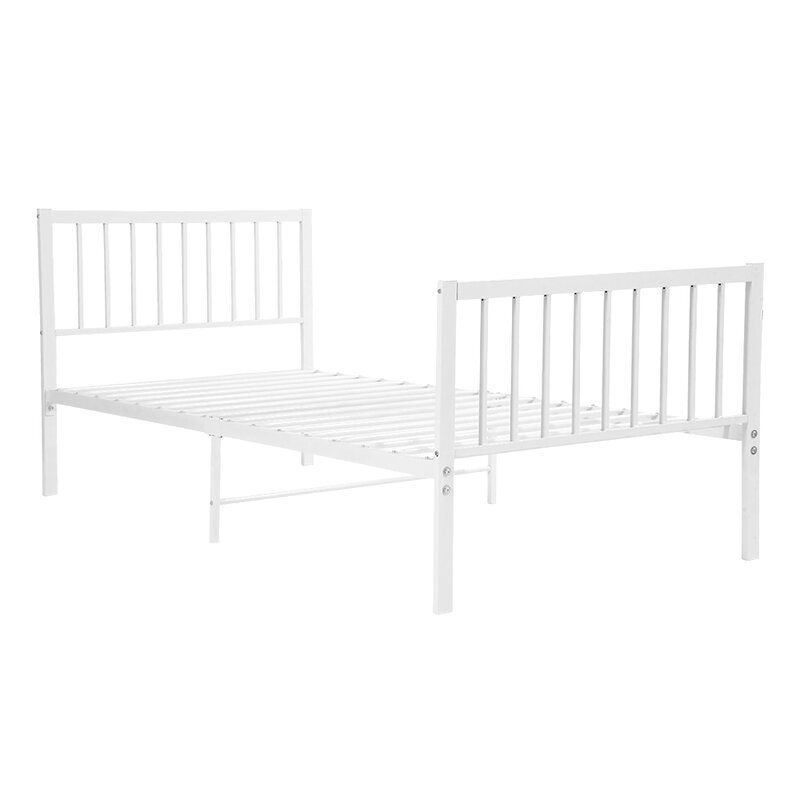 El marco de la cama de Metal blanco de 3 pies cuenta con una cabecera alta para niños adultos nueva entrega rápida de stock