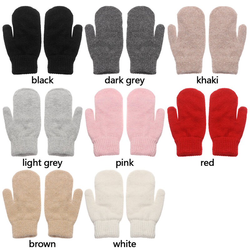1Pair Double-layer Rabbit Hair Gloves Female Plush Korean Solid Color All Fingers Winter Women Girls Soft Thicken Warm Mittens