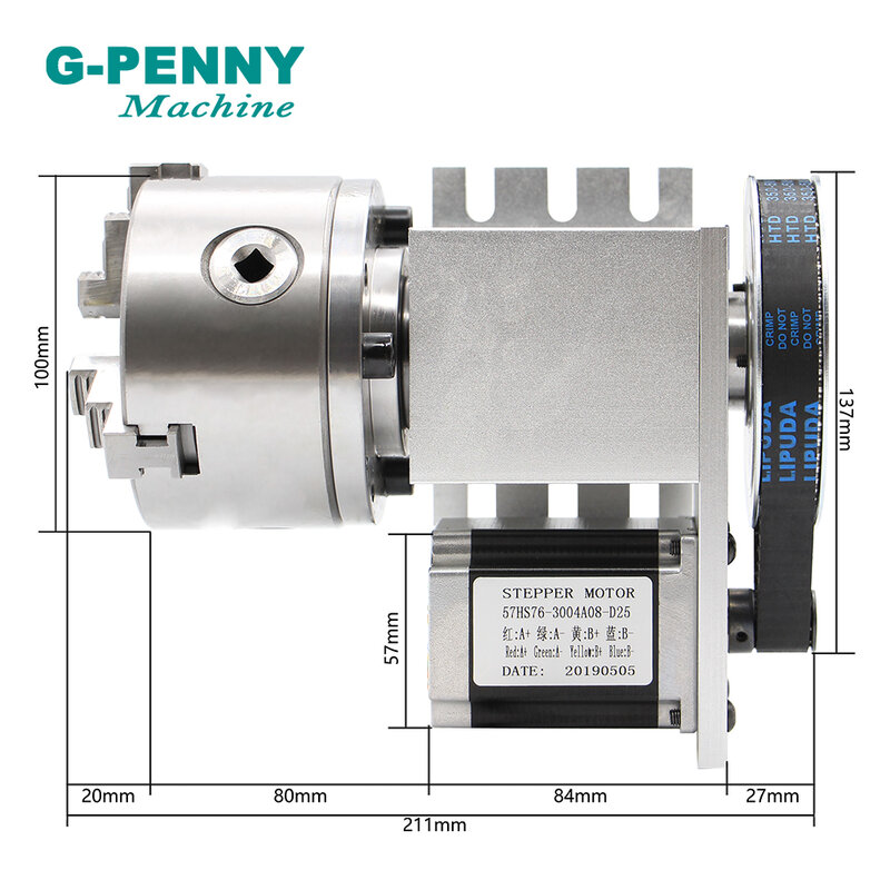 CNC 4th Axis 3Jaw100mm chuck CNC dividing head RotationTailstock NEMA23 stepper motor for CNC engraver woodworking machine