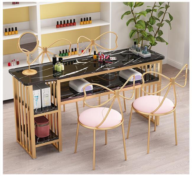 Stół do Manicure w stylu europejskim prosty stół do manicure netto czerwony podwójny stół do manicure stół z krzesłami