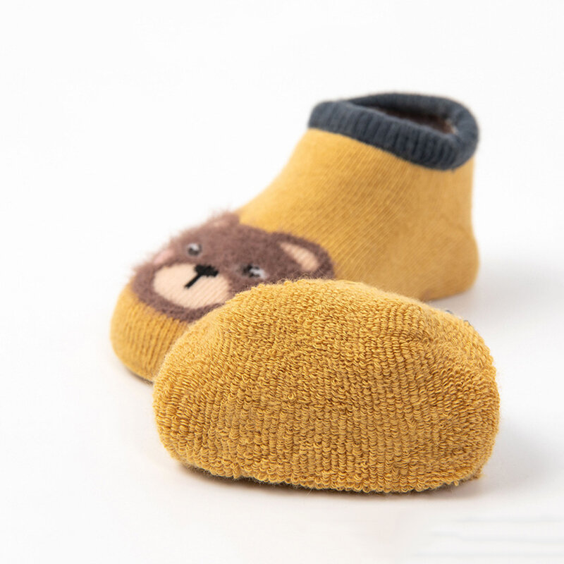 Chaussettes courtes antidérapantes pour bébé, en coton, épais et chaud, pour nouveau-né, garçon et fille, accessoire pour enfant en bas âge, 0-36M, automne hiver