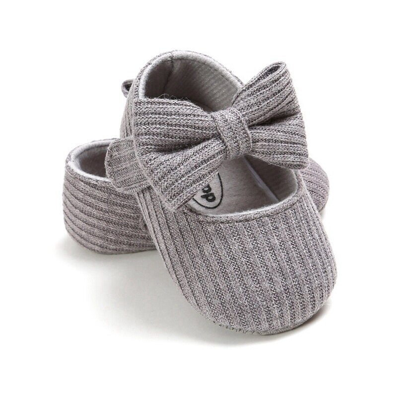 Туфли Baywell для маленьких девочек, повседневная нескользящая обувь принцессы, на осень, мягкая подошва, с бантом, для начинающих ходить детей 0-18 месяцев, 1 год