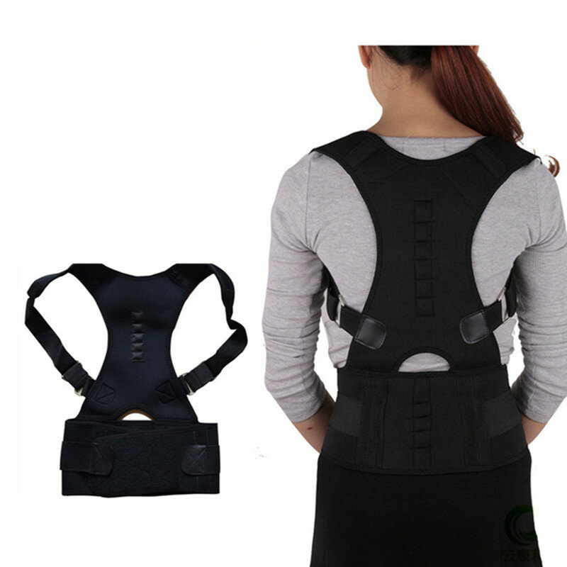Nova adjustible magnetic posture corrector corset volta cinta ombro lombar coluna apoio cinto de correção de postura para mulheres masculinas