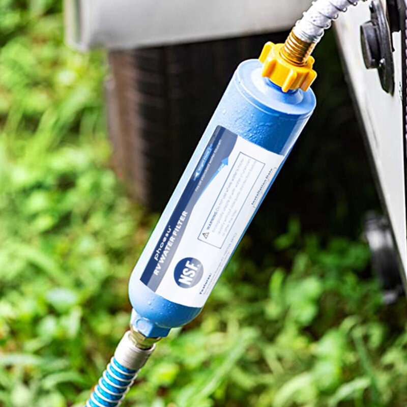 Filtre à eau en ligne avec protecteur de tuyau flexible, dédié aux camping-cars et marines, montres