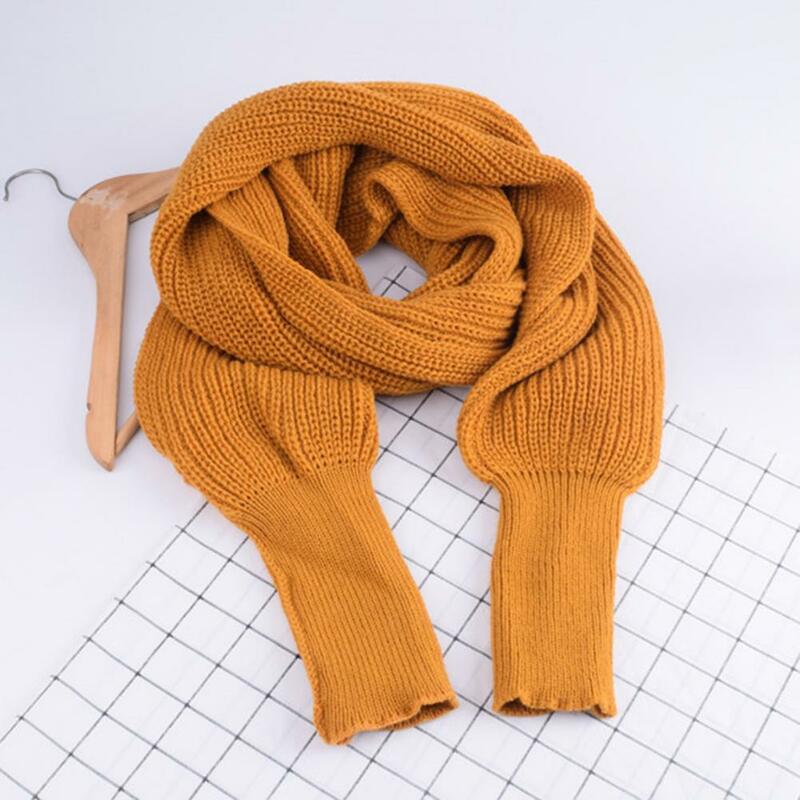 2022 Women Wool Scarves Winter Thicked Sleeve Wrap Sweater Scarf Ultra Long Lmitation Cashmere Knitted Shawl шарф женский зимний