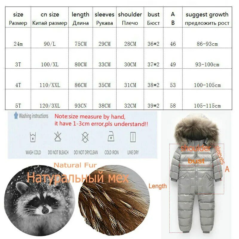 Snowsuit russo de inverno para meninos e meninas, jaqueta de bebê 80% Duck Down, roupas infantis ao ar livre, macacão infantil de escalada de 2 a 5 anos, 2023