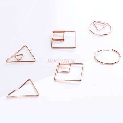 Clip de papel geométrico de oro rosa, 12 piezas, Clip de papel de dibujos animados, Pin con forma