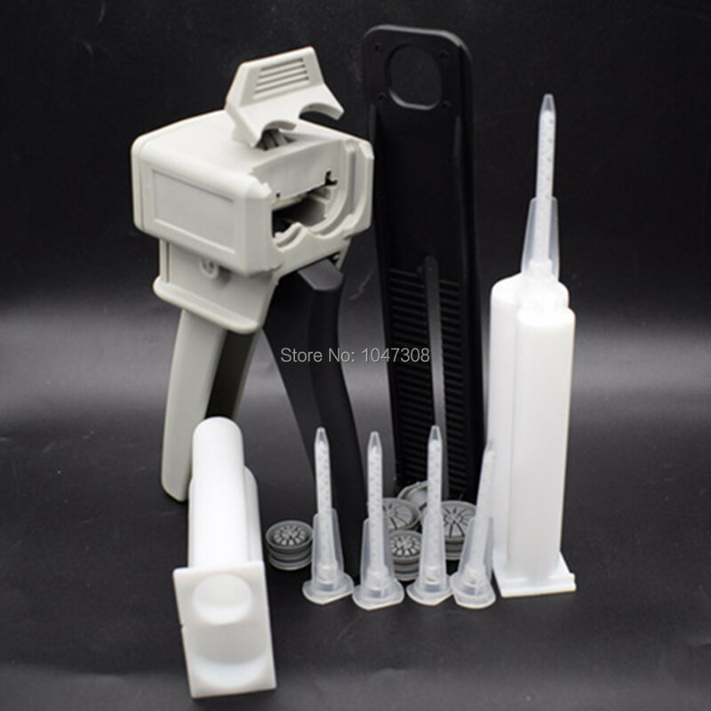 5x 1:1 Epoxy Resin Mixing Nozzles AB Glue Acrylic Adhesive Mixer Tips + 2pcs 50ml 2:1 AB Glue Cartridge + 1:1 2:1 Dispensing Gun