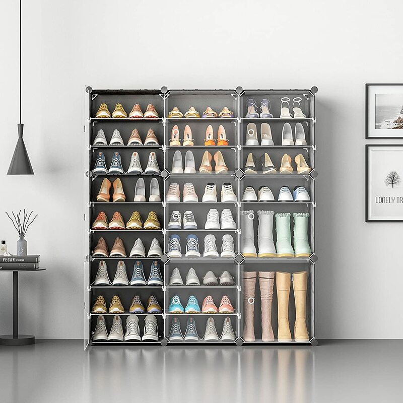 US Shoe-Rangement de chaussures T1, grande capacité, 12 cubes, plastique modulaire bricolage, 6 niveaux, 24-96 paires de chaussures, cabine de tour
