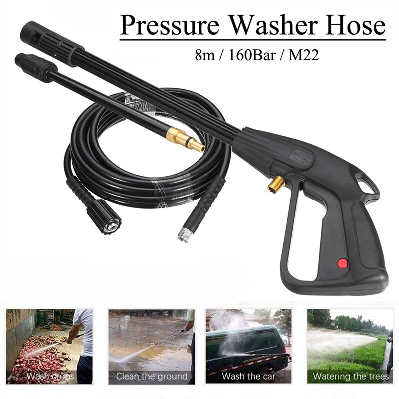 Spray de lavadora de alta pressão g-un, m22, ferramenta de limpeza de máquina de lavar água com mangueira de 8m para limpeza, rega de relva, jardim
