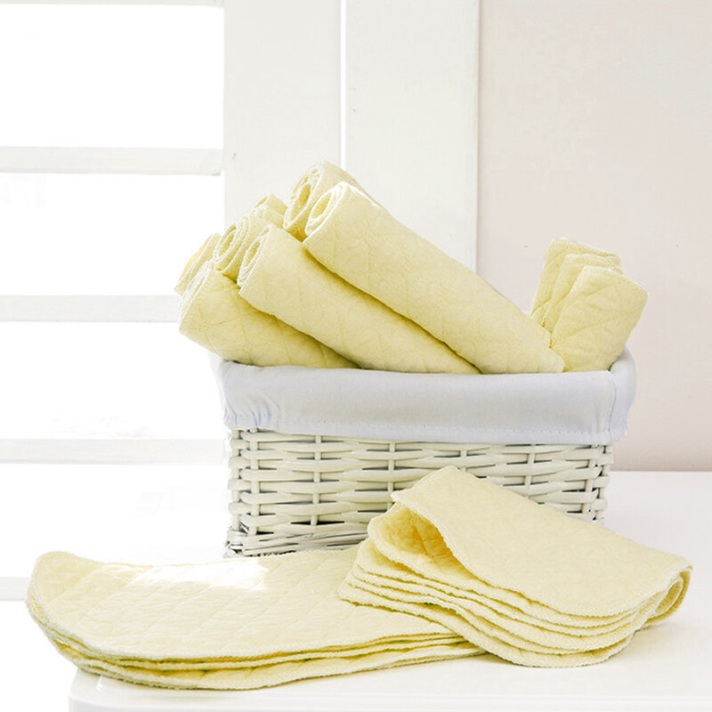 Pañal reutilizable de 3 capas para bebé, forro de algodón ecológico, lavable, 10 piezas
