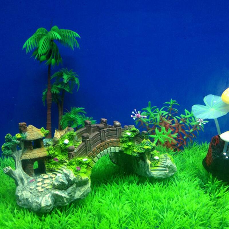 Aquarium Fish Tank Vintage Resin Craft Bridge Cave Shrimp Landscaping Fish Tank Ornament Decor Pet Supplies Home Decorations