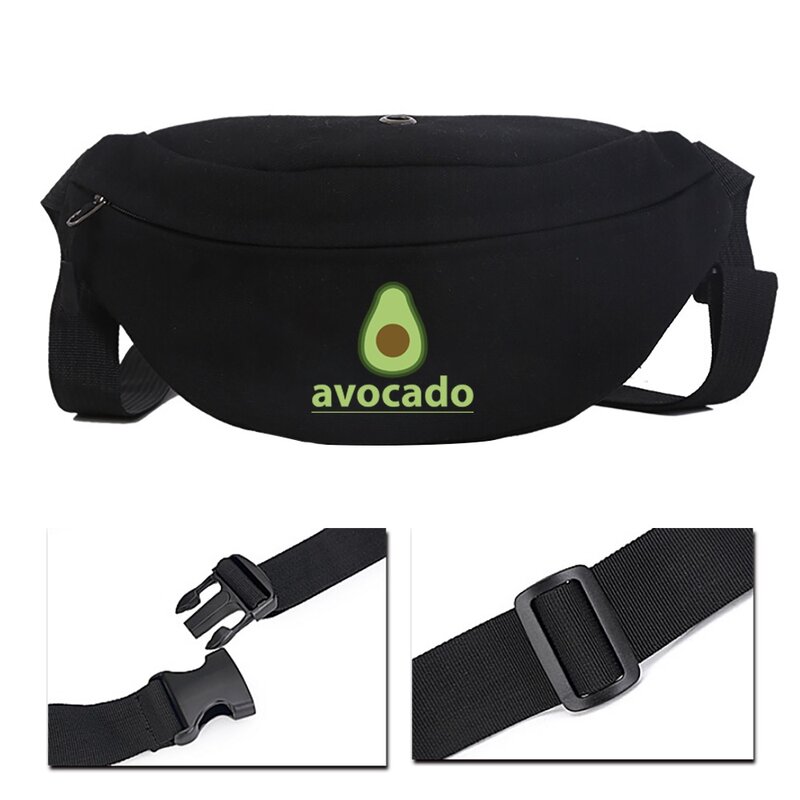 Multifunctional Fashion Unisex Waist Bag Outdoor Sports Avocado Pattern Printing Basic Fitness Shoulder Bag Cycling Bag Wallet