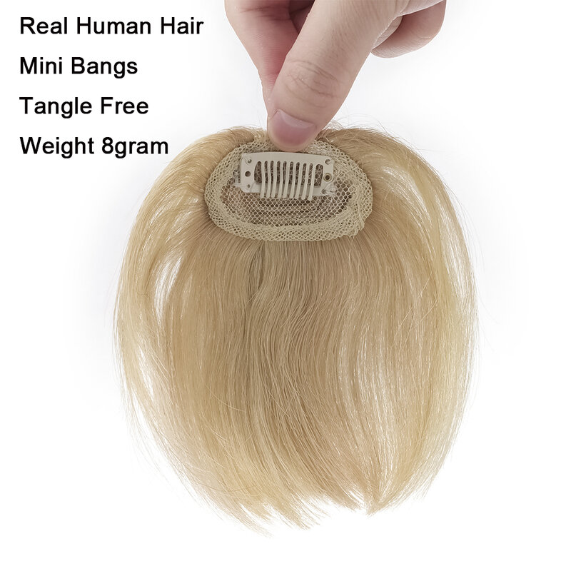 SEGO8G-extensiones de cabello humano brasileño Remy, Clips rectos en Mini flequillo, Color rubio, flecos delanteros