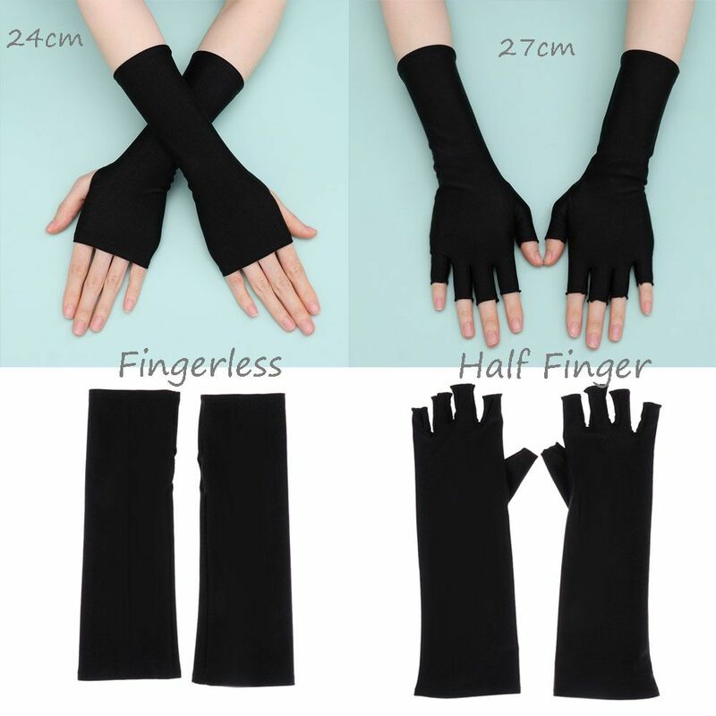 1 paio protezione solare protezione guanti lunghi senza dita braccio donna guanti solidi estivi freschi maniche mezze dita nero bianco nudo