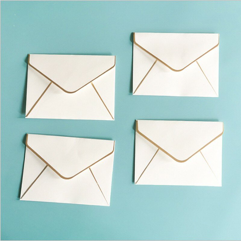 10Pcs Vintage White Bronzing Blank Pearl Paper Envelopes Wedding Party Invitation Envelope Greeting Cards Gift 100mmx80mm